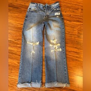 KanCan Distressed Wide Leg Blue Jeans